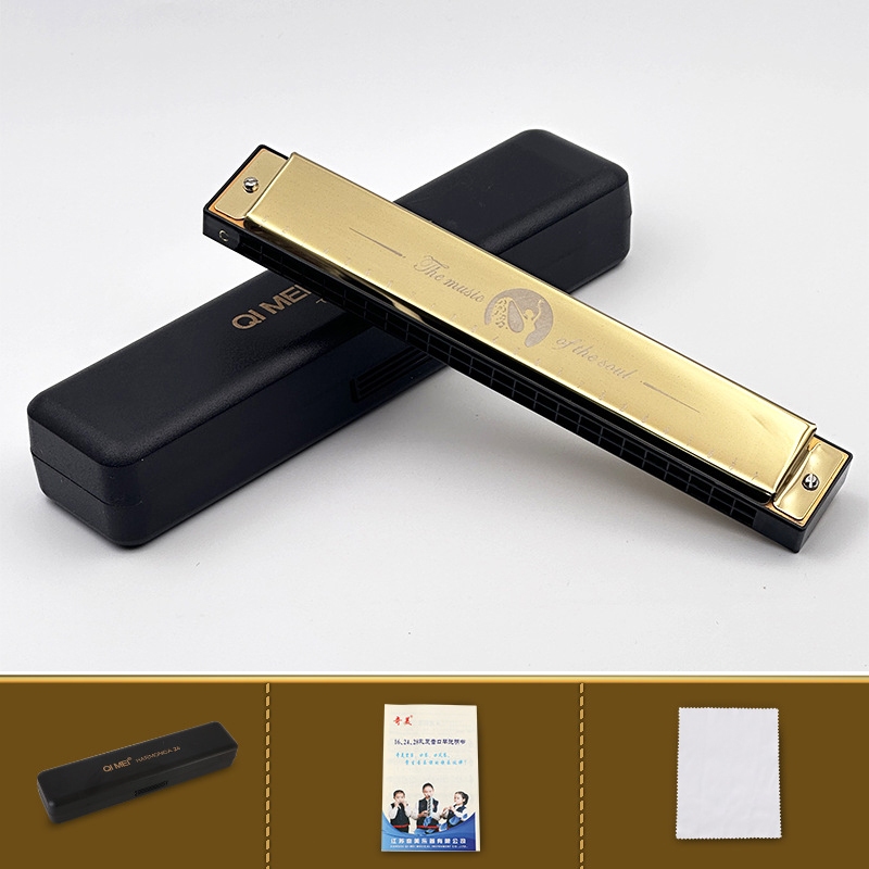 Kèn Harmonica Qi Mei 24 Lỗ Tone C - Chính Hãng Cao Cấp - KÈN MÀU VÀNG (AP Music)
