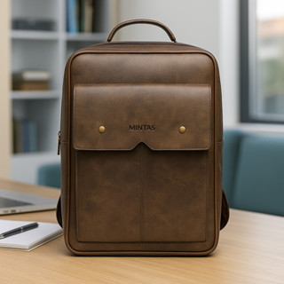 Balo công sở nam nữ, balo da MINTAS chống sốc laptop đựng vừa các dòng máy tính.  M_203