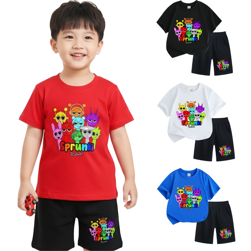 Đồ bộ bé trai bé gái in hình Game Sprunki💖Chất Cotton Chính Phẩm cao cấp co giản 4 chiều mềm mịn thấm hút tốt SSSHOP 02
