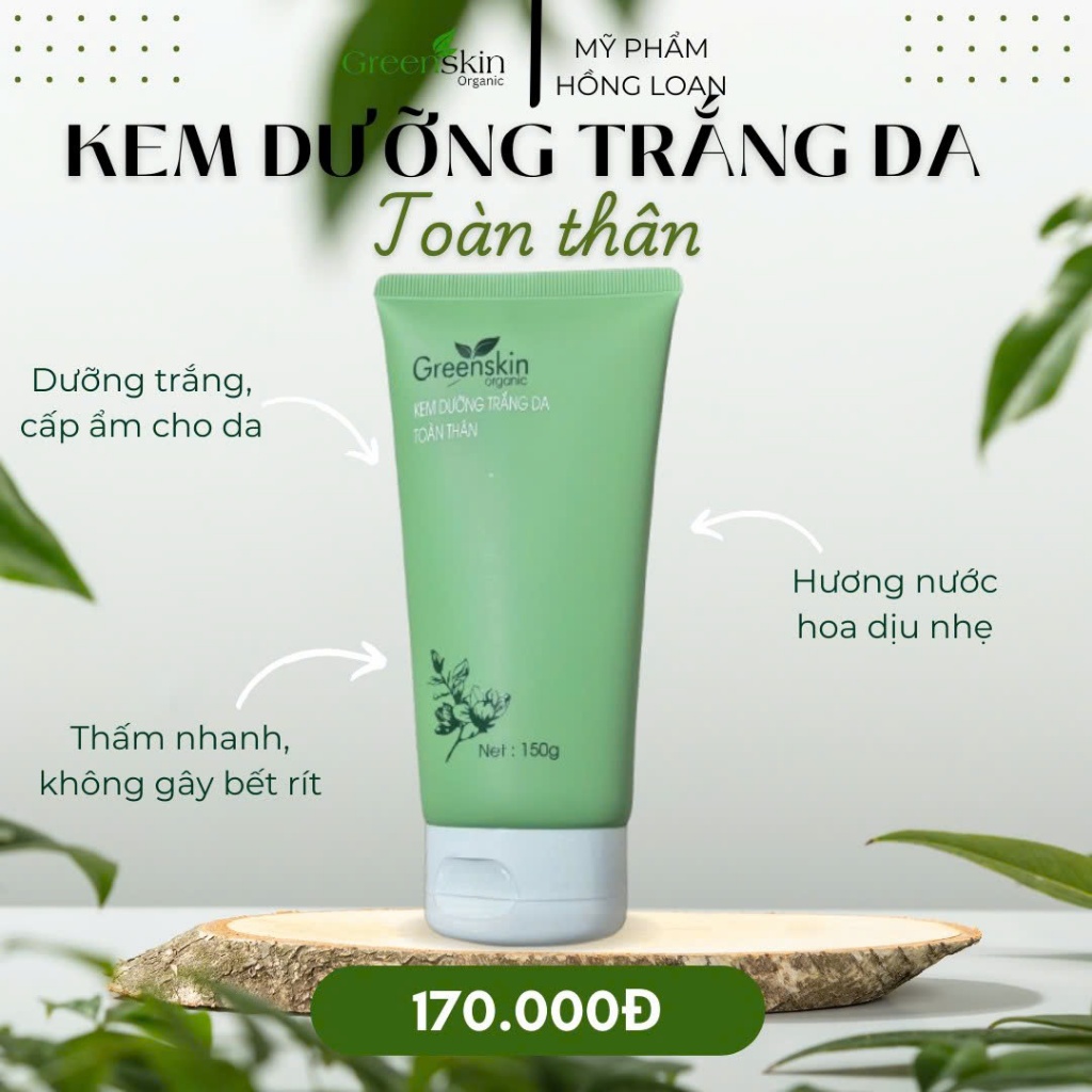 Kem Dưỡng Trắng Da Toàn Thân Mẫu Mới Dạng Tuýp GREENSKIN ORGANIC