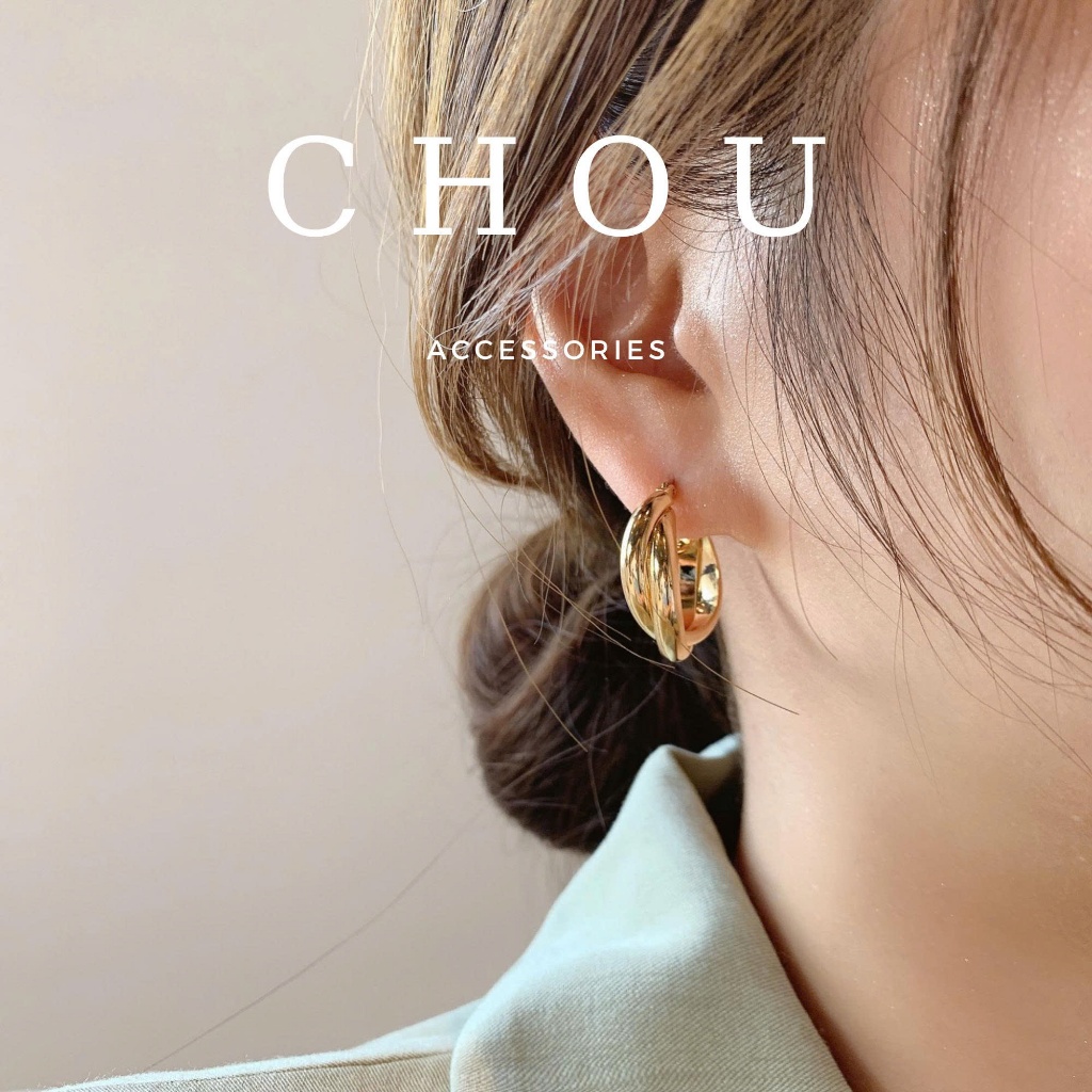 Bông Tai, Khuyên Tai Tròn Đan Chéo | CHOU ACCESSORIES |