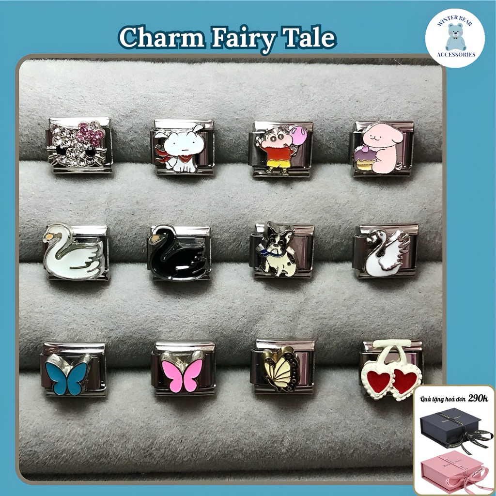 Vòng tay ITALIAN CHARM (MẪU CHARM FAIRY TALE  ) - Hàng có sẵn - DIY 9mm Thép Không Gỉ