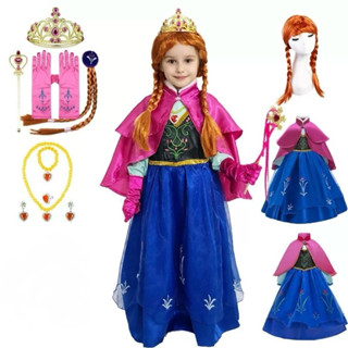   SẴN HOẢ TỐC HCM  Đầm công chúa Anna dài tay kèm áo choàng hoá trang Halloween sinh nhật dễ thương cho bé gái 