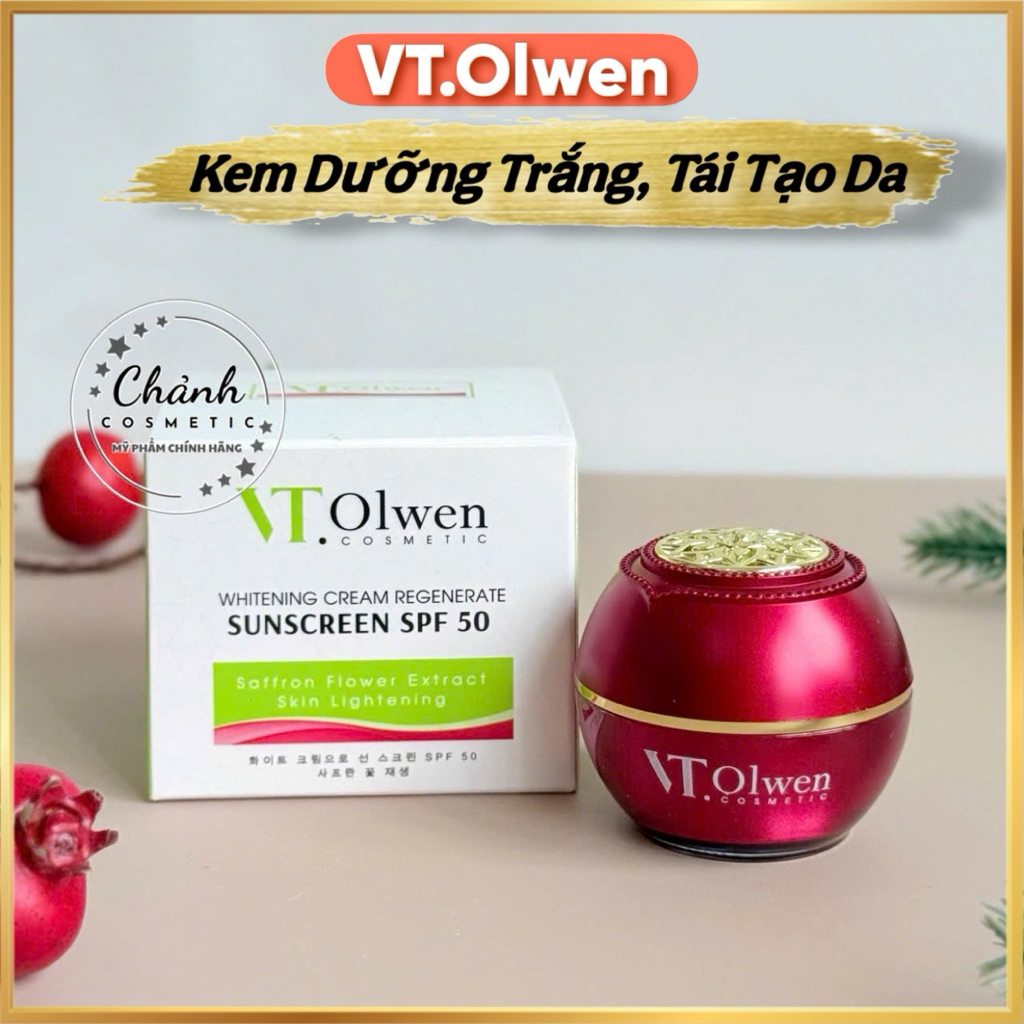 Kem VT.Olwen Dưỡng Trắng, Giúp Tái Tạo Da, Giữ Ẩm, Ngừa Lão Hoá Chiết Xuất Từ Hoa Nghệ Tây 35g