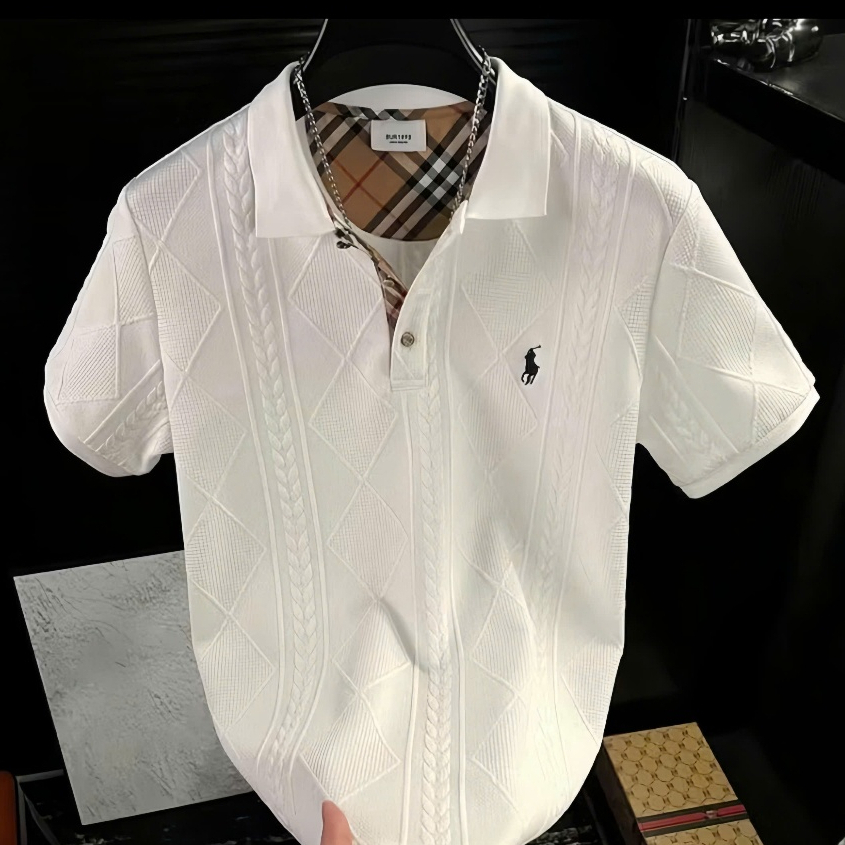 Áo thun nam tay ngắn polo vân nổi co giãn boy phố