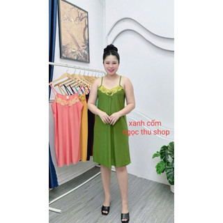Đầm dây thun lạnh  phối ren3