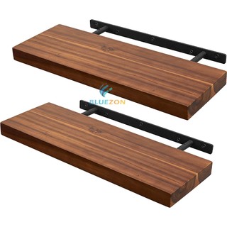  Combo 2 kệ gỗ treo tường trang trí BLUEZON dài 43cm kèm chốt chữ U âm tường phụ kiện vít tắc kê 