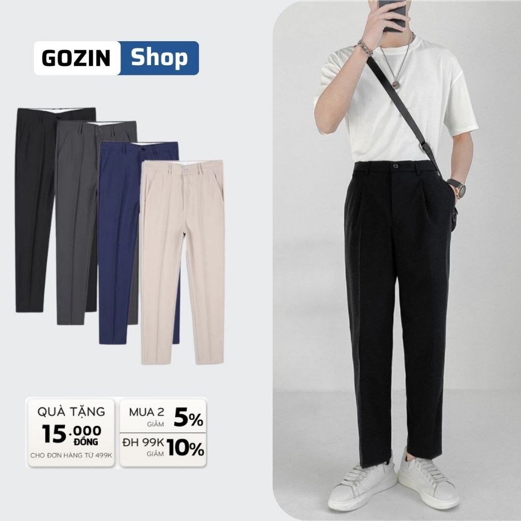 Quần dài nam GOZIN SHOP dáng baggy co giãn đàn hồi vải công nghệ mới chống nhăn mềm mịn