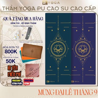 Thảm Tập Yoga Gym Định Tuyến Kèm Túi  YOGA HBE Pu Cao Su Moon Brozing Kẻ Vàng Cao Cấp 