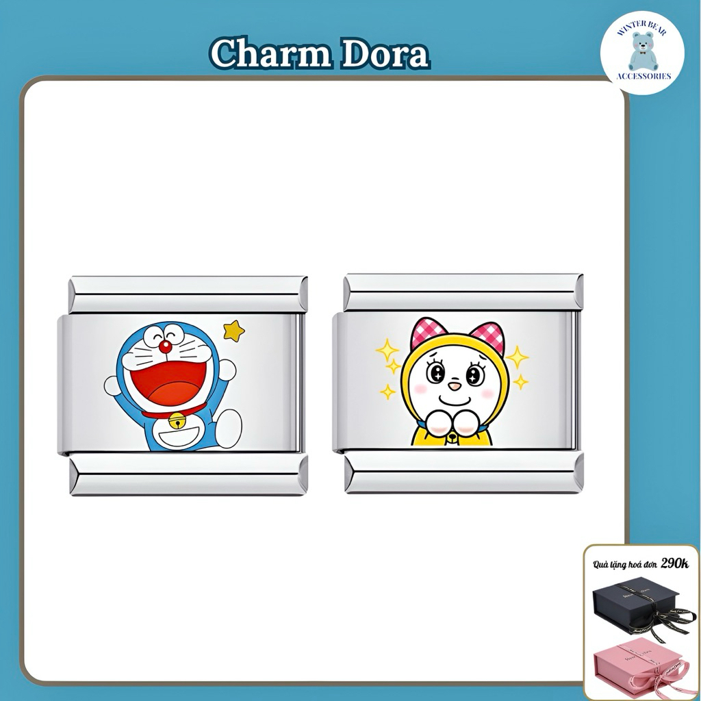 Vòng tay ITALIAN CHARM (MẪU CHARM DORA ) - Hàng có sẵn - DIY 9mm Thép Không Gỉ