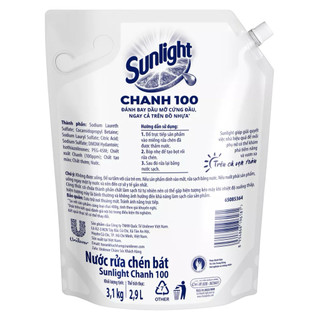 NƯỚC RỬA CHÉN SUNLIGHT TÚI CHANH 3.1Kg
