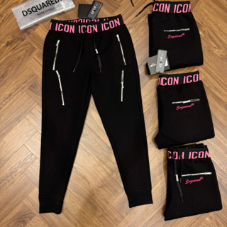 Quần jogger dài nam PB nỉ chân cua thêu chữ khoá zip hai mặt phối eo chun dệt chữ ICON hồng basic