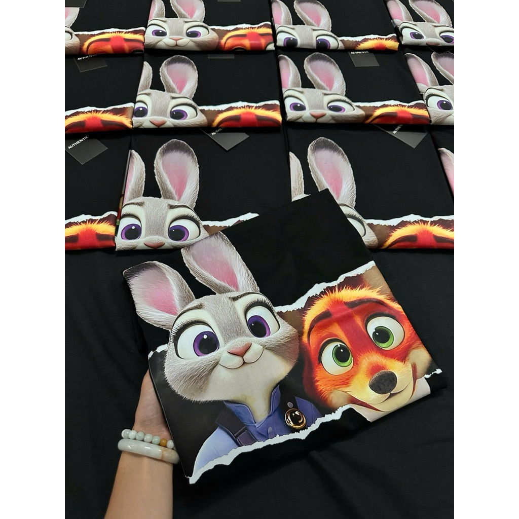 Áo thun hoạt hình Thỏ và Cáo siêu cute chất cotton 2 chiều dày