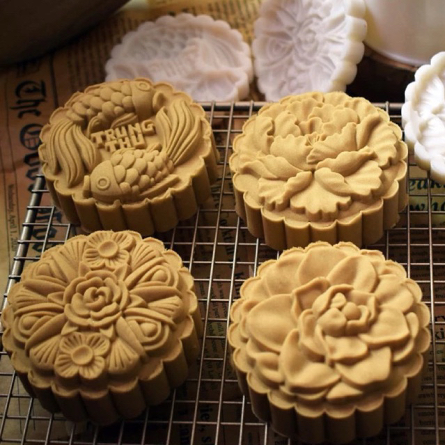 Khuôn trung thu 125g 4 mặt song ngư trung thu sắc nét dễ nhấn