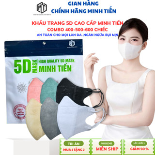 [ Thùng 500 Chiếc Tặng 20 Cái ] Khẩu Trang Cao Cấp 5D MINH TIẾN 3 Lớp Ngăn Bụi Mịn,Tia UV,Không Mùi