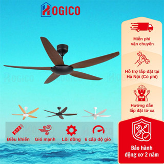 Quạt trần 5 cánh, động cơ DC tiết kiệm điện, điều khiển 6 cấp độ gió, Đảo Chiều 901T