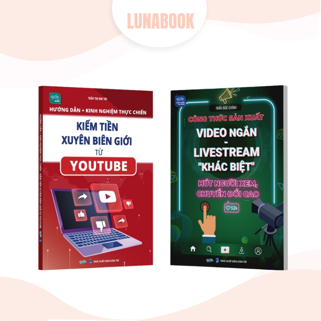 Combo 2 cuốn sách: Kinh nghiệm thực chiến kiếm tiền xuyên biên giới từ Youtube + Video ngắn livestre