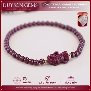  Vòng tay chuỗi đá Garnet tự nhiên mix charm Tỳ Hưu đá chu sa Duyson Gems 