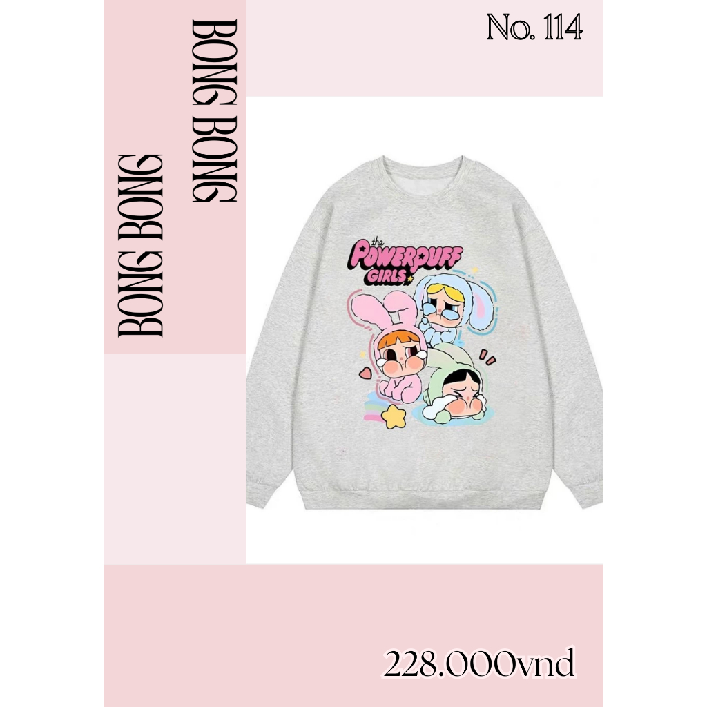 Áo sweater hoạt hình đáng yêu Powerpuff Girls