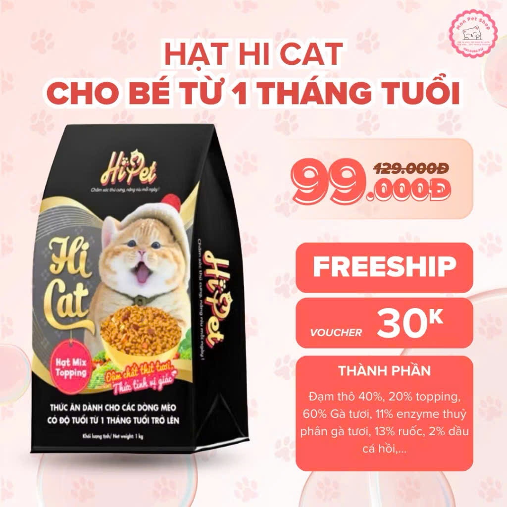 Thức ăn hạt Hi Cat Hàn Quốc Lna mix topping chính hãng 1kg