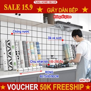  Giấy dán bếp tráng nhôm chống nước - dầu mỡ. Decal dán bếp chịu nhiệt 100-250 độ  bề mặt bóng dễ vệ sinh khổ 60-90cm 
