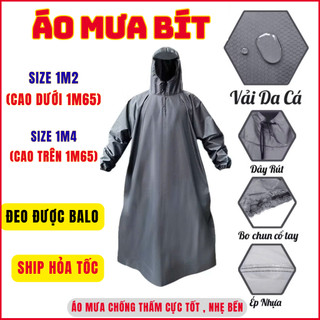   ÁO MƯA BÍT LOẠI TỐT MANG ĐƯỢC BALO  Áo Mưa Bít Size Lớn - Áo Mưa Kín Vải DA CÁ Hàng Cao Cấp Siêu Bền - Áo Mưa 1 Người 