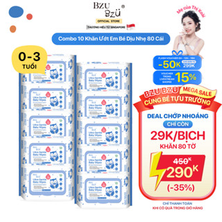 [KOC] Combo 10 Gói Khăn Ướt Không Mùi, Không Cồn, Không Paraben Cho Mẹ và Bé BZU BZU Baby Wipes Gói 80 Tờ