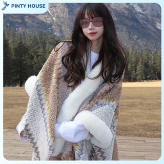  Khăn choàng cổ ,Khăn choàng thổ cẩm lông sang chảnh ,áo choàng thổ cẩm lông  phong thái Tây tạng 