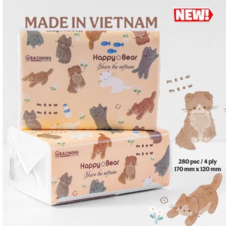 Giấy ăn rút HAPPY BEAR Ultra Softness 4 lớp,Giấy Lụa Trắng Ultra Soft 3 Lớp Dai Mềm Dịu Nhẹ An Toàn