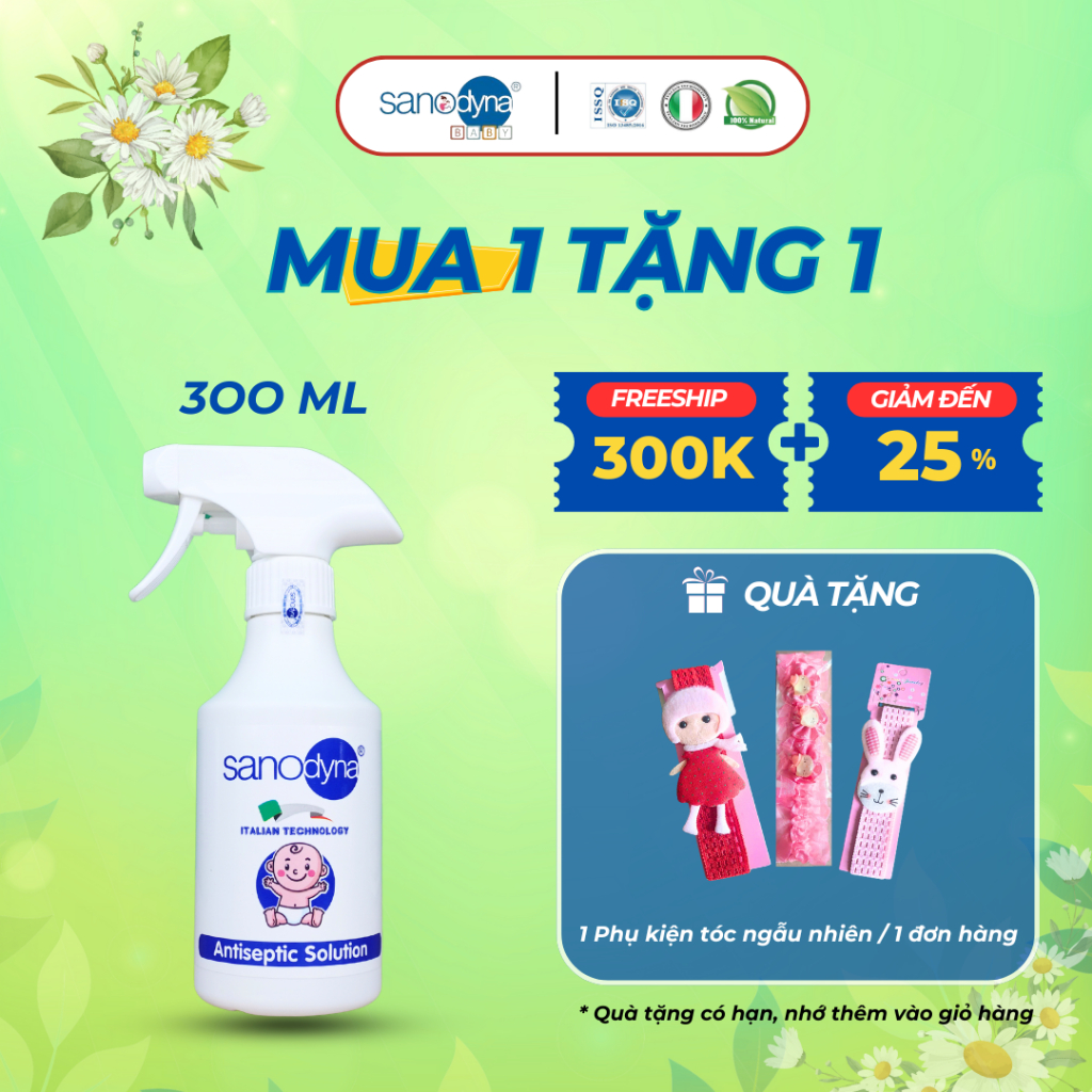 Xịt khuẩn cho bé sơ sinh, khử mùi cho đồ chơi, tiệt trùng bình sữa, ti giả công nghệ Italia - Sanody