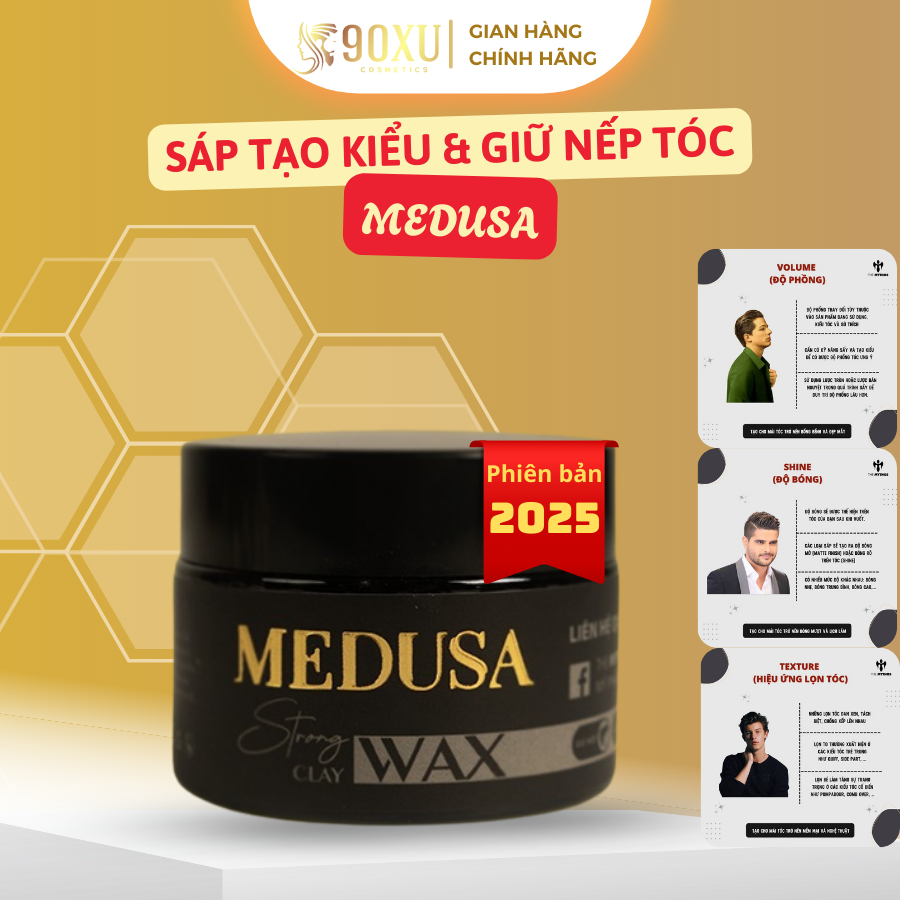 Sáp Vuốt Tóc Medusa Strong Claywax Version 2025 – The Mythos | Cho Tóc Mỏng, Trung Bình & Dầu