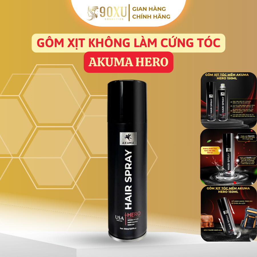 Gôm Xịt Tóc Mềm AKUMA HERO 150ml – Giữ Nếp Tóc Tự Nhiên, Mềm Mượt & Dễ Tạo Kiểu