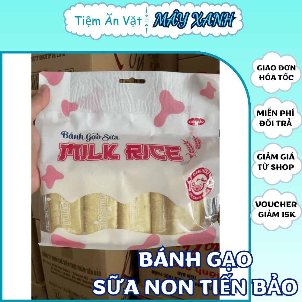 TÚI 240G BÁNH GẠO SỮA NON TIẾN BẢO, BÁNH GẠO SỮA NON CÓ NHÂN, BÁNH GẠO NHÂN SỮA, NHÂN PHÔ MAI TỰ CHỌ