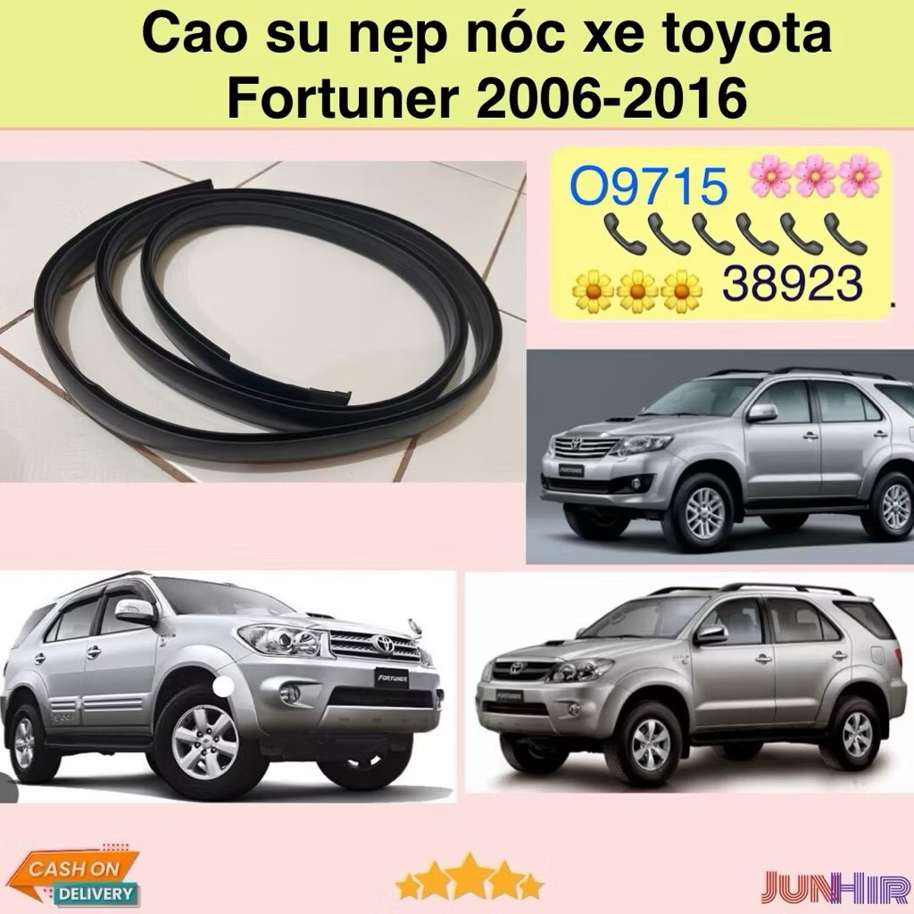 2 Cao su nẹp nóc xe toyota Fortuner 2006-2016 75552-0K061 75551-0K061 hàng cao cấp chuẩn theo xeo