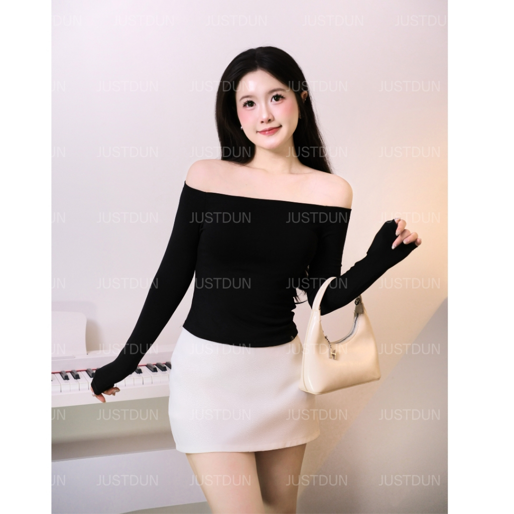 Áo Trễ Vai Tay Dài Nữ JUSTDUN D69 - Ôm Body, Basic, Cotton Mềm Mịn, Tôn Dáng, Thoáng Mát, Co Giãn | BigBuy360 - bigbuy360.vn