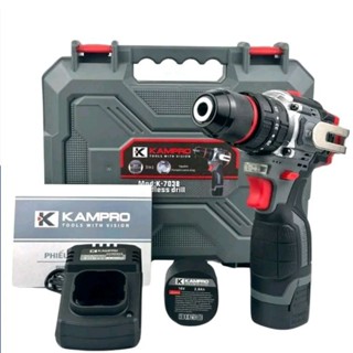  {  } Khoan Pin KAMPRO K_7038 - Đầu Kẹp 10 ly _ đầu autulok _ động cơ từ _ pin 4 cell 