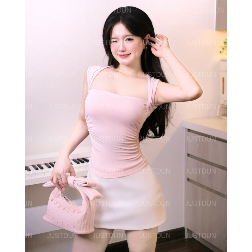 Áo 2 Dây Sát Nách Ôm Body Basic Cúp Ngực Nhún Eo Viền Vai JUSTDUN 7D - Cotton Mịn, Tôn Dáng | BigBuy360 - bigbuy360.vn