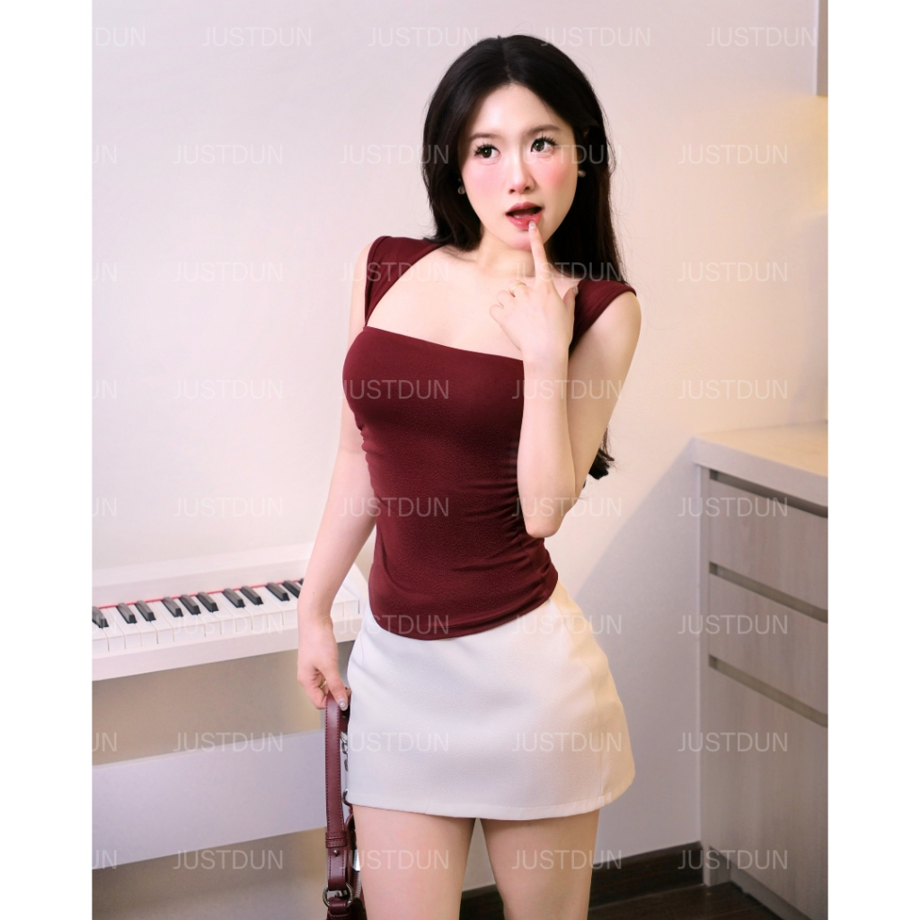 Áo 2 Dây Sát Nách Ôm Body Basic Cúp Ngực Nhún Eo Viền Vai JUSTDUN 7D - Cotton Mịn, Tôn Dáng | BigBuy360 - bigbuy360.vn