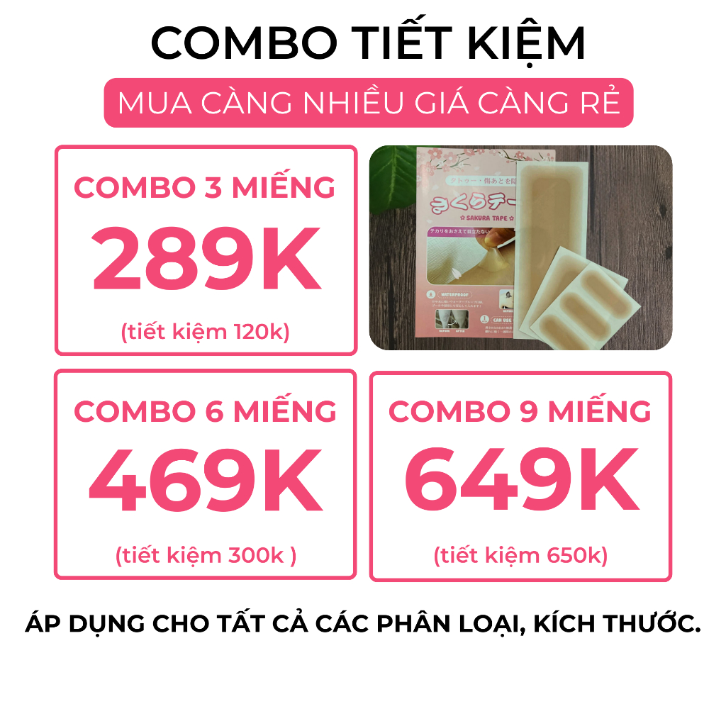 Miếng dán che sẹo che khuyết điểm Nhật Bản Sakura tiệp màu da, nhiều size nhiều màu | BigBuy360 - bigbuy360.vn