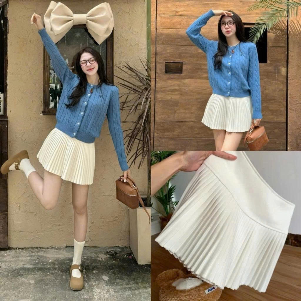 Chân Váy Kiểu Nữ Xếp Li Nhỏ Cạp Cao Dáng Xoè Mùa Thu Đông Kimee - KQ158