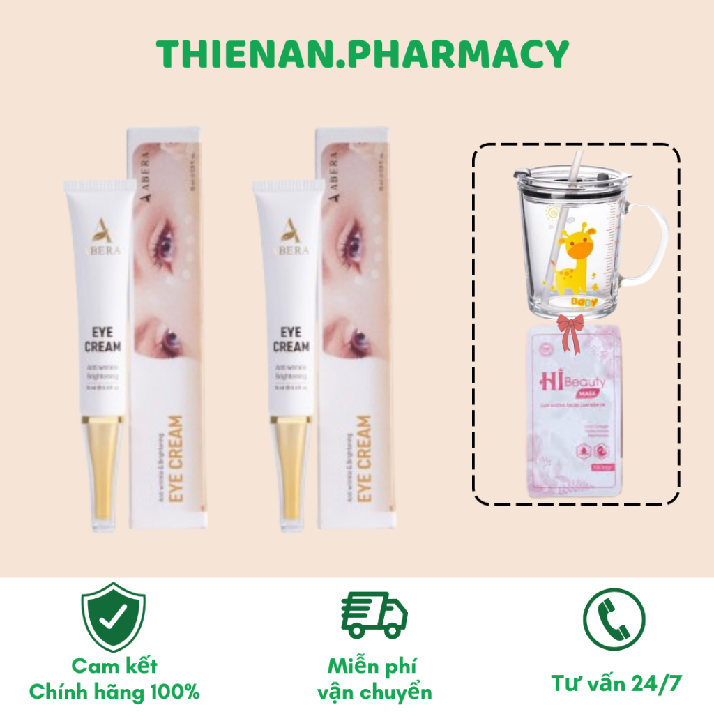 KEM DƯỠNG MẮT ABERA - Hỗ Trợ Làm Mờ Thâm Mắt, Nếp Nhăn Mắt, Vết Chân Chim, Dưỡng Da Sáng Min - 15ml