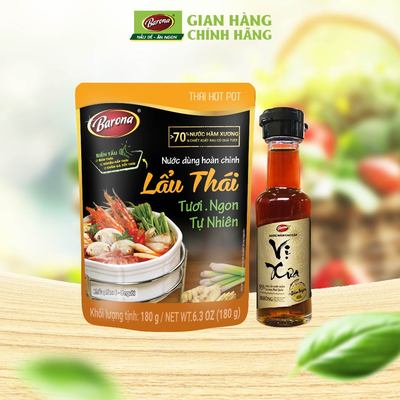 Combo 1 Nước Dùng Lẩu Thái Barona 180g và 1 Nước Mắm Cao Cấp VỊ XƯA 40N 50ml