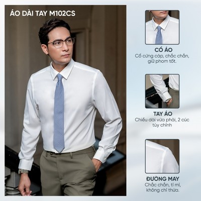 Áo Sơ Mi Nam Dài Tay Cao Cấp Mặc Đám Cưới Sự Kiện Dáng Slimfit Vải Fiber Chống Nhăn TQQ M102CS