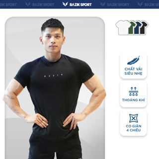 Áo Thể Thao Nam Ngắn Tay BAZIK Icon 10 Relax Fit co giãn 4 chiều, vận động thoải mái, tập gym, pickleball
