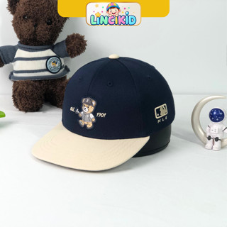 Nón lưỡi trai thời trang trẻ em Hàn Quốc MLB chú gấu, mũ cho bé màu mix cute siêu xinh hàng hiệu