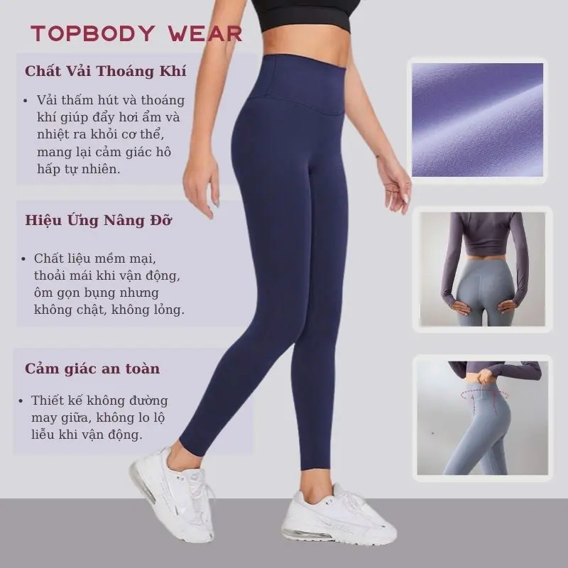 Quần tập gym, yoga legging nữ cạp cao TOPBODY co giãn 4 chiều nâng mông tôn dáng - QUAYG01 | BigBuy360 - bigbuy360.vn
