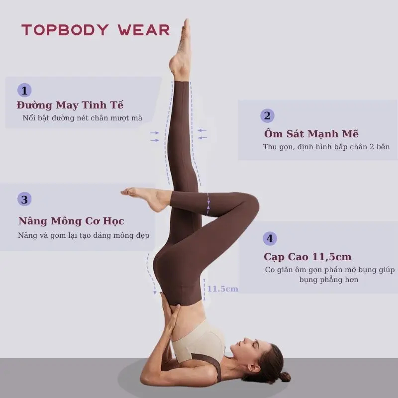 Quần tập gym, yoga legging nữ cạp cao TOPBODY co giãn 4 chiều nâng mông tôn dáng - QUAYG01 | BigBuy360 - bigbuy360.vn