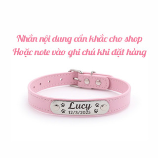  Vòng cổ da khắc tên theo yêu cầu cho chó mèo - Pettag 