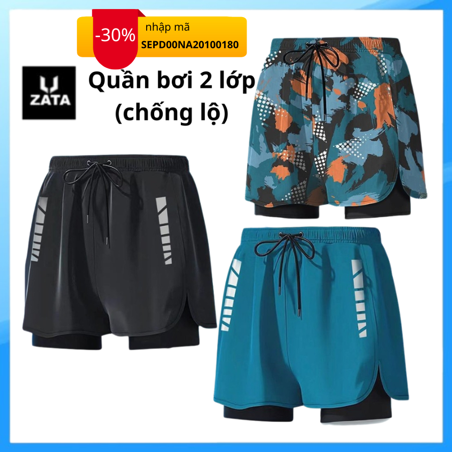 Quần bơi nam 2 lớp cao cấp ZATA Quần thể thao nam chạy bộ, Tập gym,chơi Tennis co giãn 4 chiều