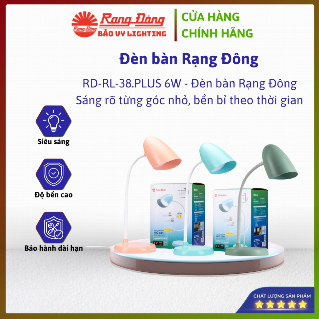 ĐÈN BÀN LED SUNLIKE RẠNG ĐÔNG RD-RL-38.PLUS 6W – BẢO VỆ THỊ LỰC, CHÍNH HÃNG